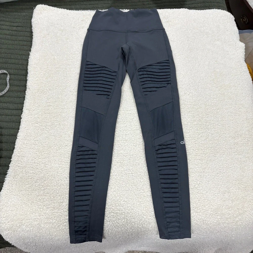 Alo Yoga High Waist‎ Moto Legging Size XS Anthracite Grey Paneled Stretch